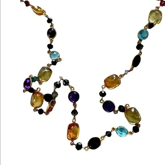 COLOMBIAN Emeralds Multi-Gemstone 14K 20 Inch Necklace. - Picture 2 of 8